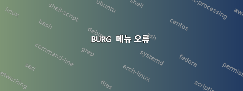 BURG 메뉴 오류