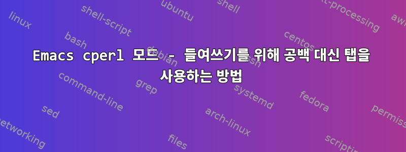 Emacs cperl 모드 - 들여쓰기를 위해 공백 대신 탭을 사용하는 방법