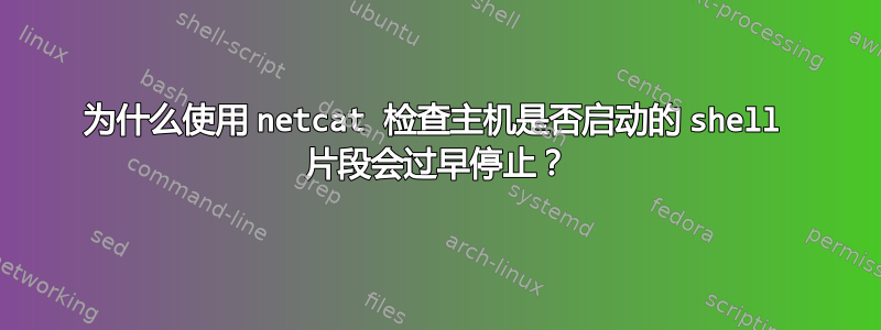 为什么使用 netcat 检查主机是否启动的 shell 片段会过早停止？