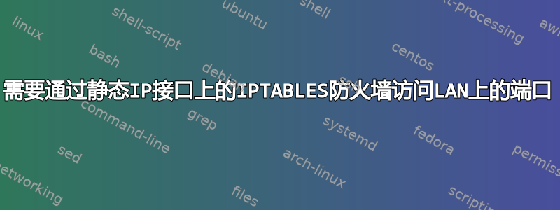 需要通过静态IP接口上的IPTABLES防火墙访问LAN上的端口