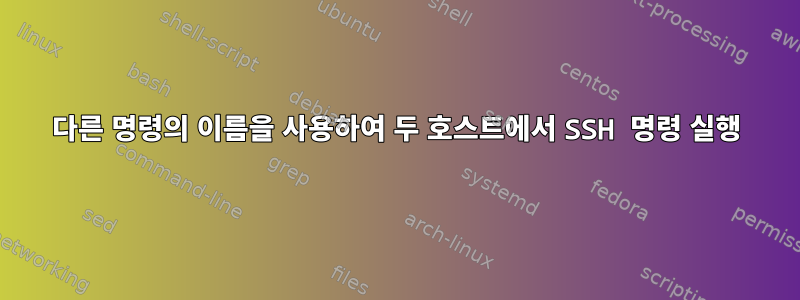 다른 명령의 이름을 사용하여 두 호스트에서 SSH 명령 실행