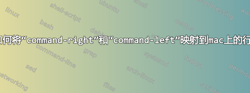 在vim中，如何将“command-right”和“command-left”映射到mac上的行首和行尾？