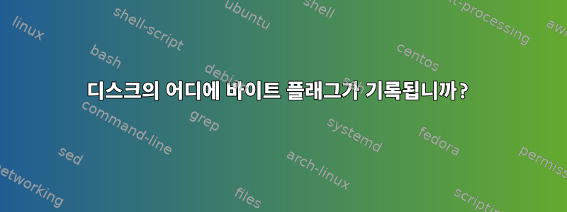 디스크의 어디에 바이트 플래그가 기록됩니까?