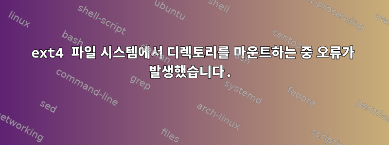 ext4 파일 시스템에서 디렉토리를 마운트하는 중 오류가 발생했습니다.