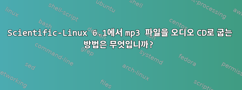 Scientific-Linux 6.1에서 mp3 파일을 오디오 CD로 굽는 방법은 무엇입니까?