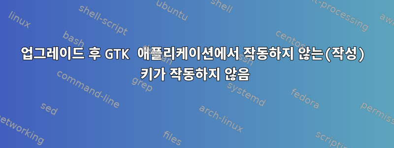 업그레이드 후 GTK 애플리케이션에서 작동하지 않는(작성) 키가 작동하지 않음