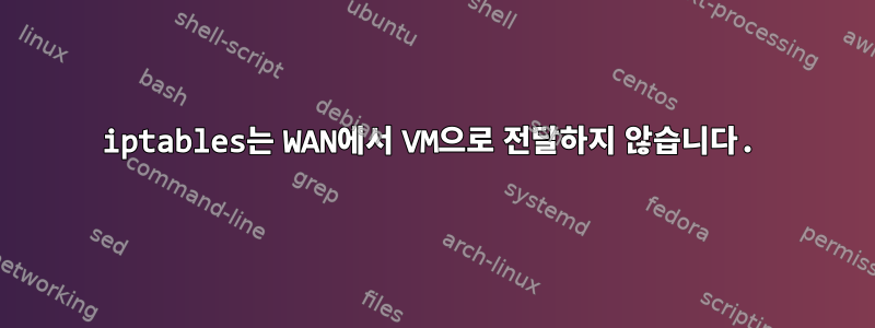 iptables는 WAN에서 VM으로 전달하지 않습니다.