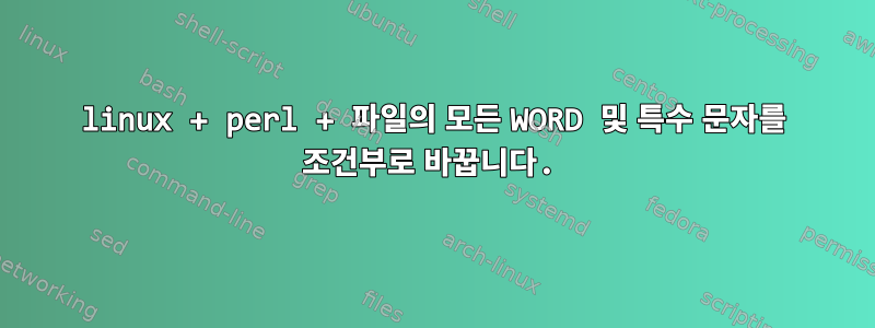 linux + perl + 파일의 모든 WORD 및 특수 문자를 조건부로 바꿉니다.