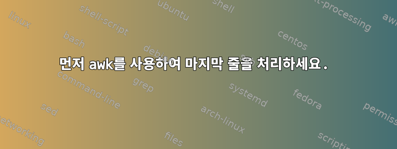 먼저 awk를 사용하여 마지막 줄을 처리하세요.