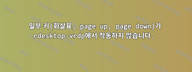 일부 키(화살표, page up, page down)가 rdesktop-vrdp에서 작동하지 않습니다.