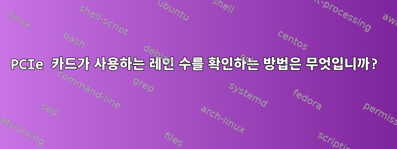 PCIe 카드가 사용하는 레인 수를 확인하는 방법은 무엇입니까?