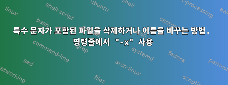 특수 문자가 포함된 파일을 삭제하거나 이름을 바꾸는 방법. 명령줄에서 "-x" 사용