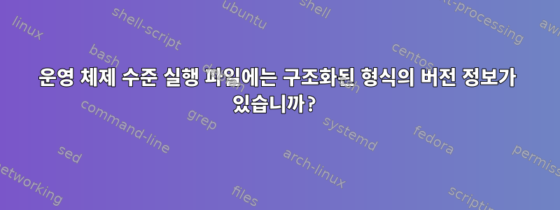 운영 체제 수준 실행 파일에는 구조화된 형식의 버전 정보가 있습니까?