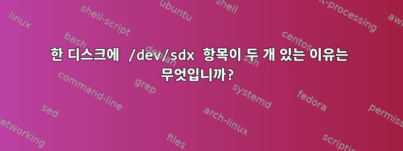 한 디스크에 /dev/sdx 항목이 두 개 있는 이유는 무엇입니까?