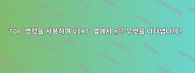 TOP 명령을 사용하여 VIRT 열에서 m은 무엇을 나타냅니까?