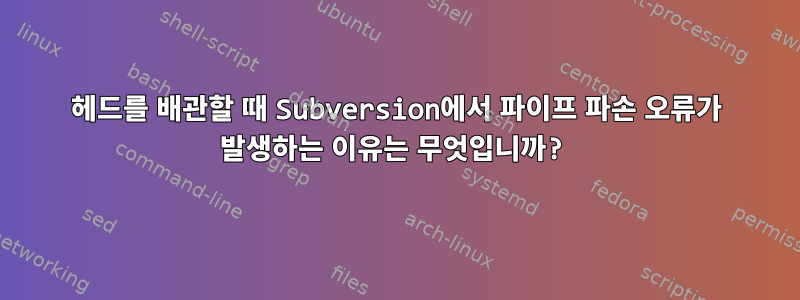 헤드를 배관할 때 Subversion에서 파이프 파손 오류가 발생하는 이유는 무엇입니까?