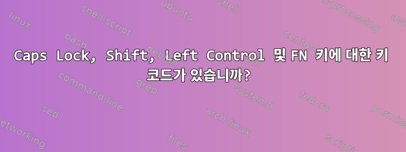 Caps Lock, Shift, Left Control 및 FN 키에 대한 키 코드가 있습니까?