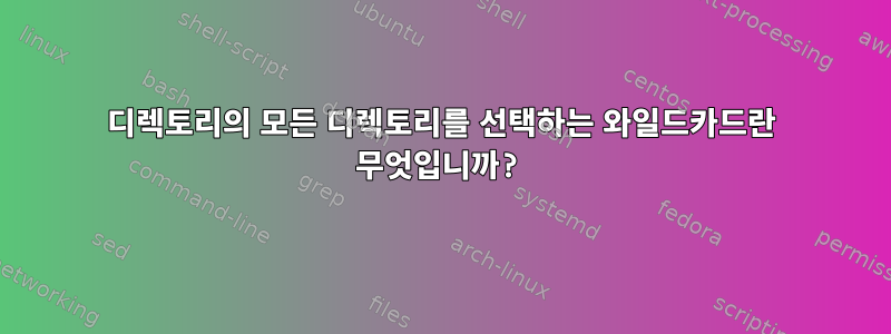 디렉토리의 모든 디렉토리를 선택하는 와일드카드란 무엇입니까?