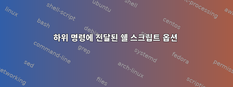 하위 명령에 전달된 쉘 스크립트 옵션