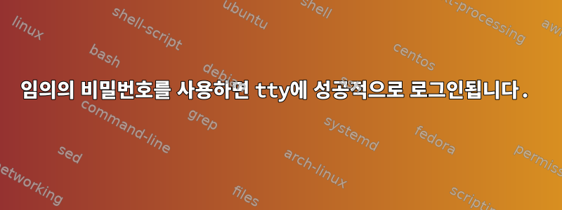 임의의 비밀번호를 사용하면 tty에 성공적으로 로그인됩니다.