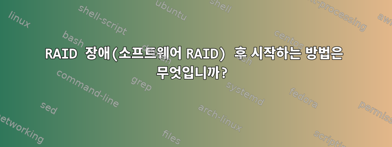 RAID 장애(소프트웨어 RAID) 후 시작하는 방법은 무엇입니까?