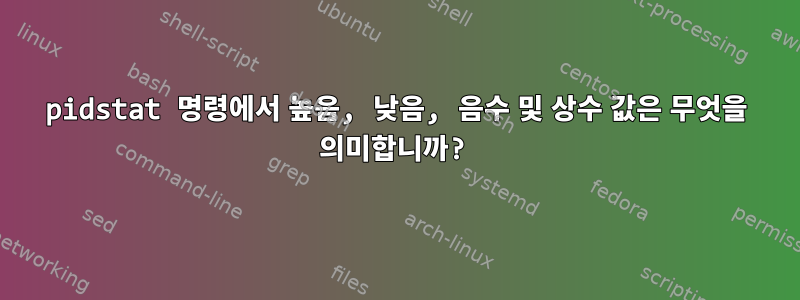 pidstat 명령에서 높음, 낮음, 음수 및 상수 값은 무엇을 의미합니까?