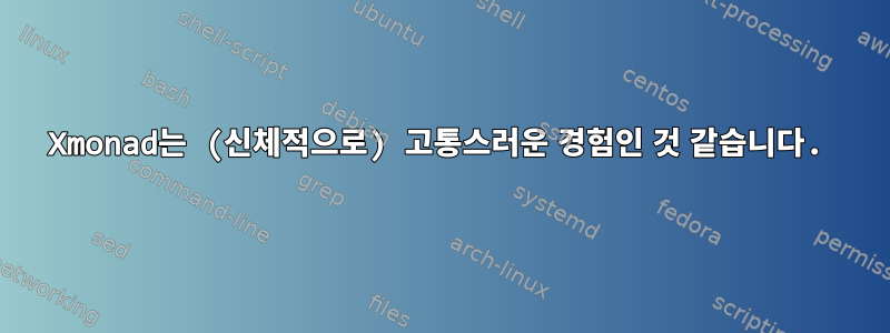 Xmonad는 (신체적으로) 고통스러운 경험인 것 같습니다.