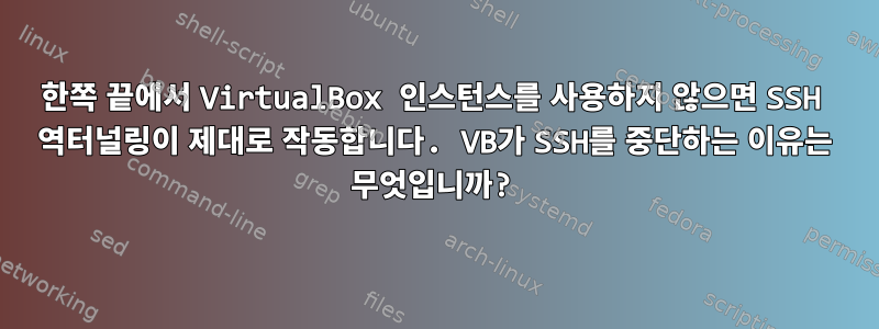 한쪽 끝에서 VirtualBox 인스턴스를 사용하지 않으면 SSH 역터널링이 제대로 작동합니다. VB가 SSH를 중단하는 이유는 무엇입니까?