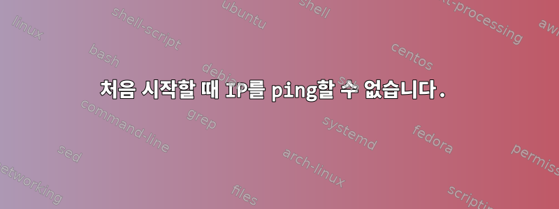 처음 시작할 때 IP를 ping할 수 없습니다.