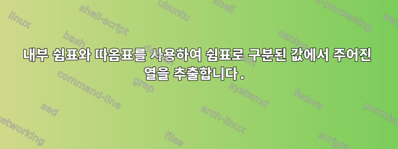 내부 쉼표와 따옴표를 사용하여 쉼표로 구분된 값에서 주어진 열을 추출합니다.