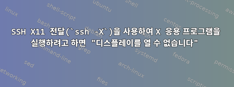 SSH X11 전달(`ssh -X`)을 사용하여 X 응용 프로그램을 실행하려고 하면 "디스플레이를 열 수 없습니다"