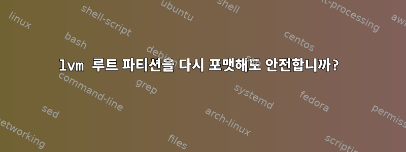 lvm 루트 파티션을 다시 포맷해도 안전합니까?