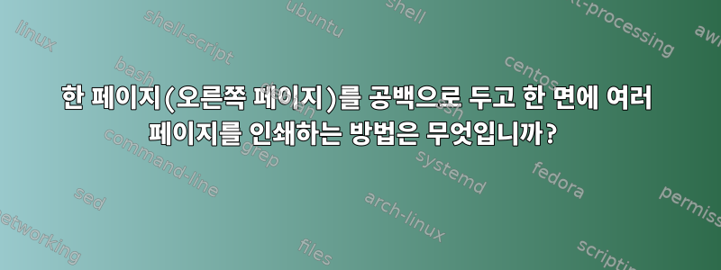 한 페이지(오른쪽 페이지)를 공백으로 두고 한 면에 여러 페이지를 인쇄하는 방법은 무엇입니까?