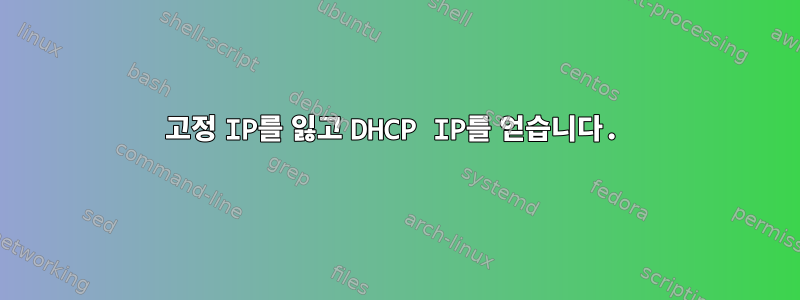 고정 IP를 잃고 DHCP IP를 얻습니다.