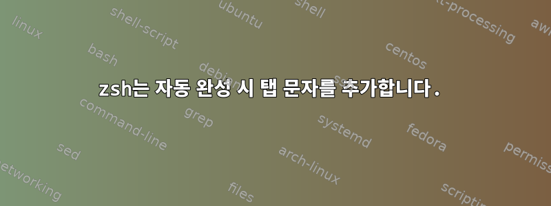 zsh는 자동 완성 시 탭 문자를 추가합니다.