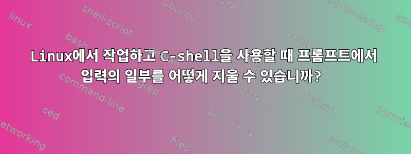 Linux에서 작업하고 C-shell을 사용할 때 프롬프트에서 입력의 일부를 어떻게 지울 수 있습니까?