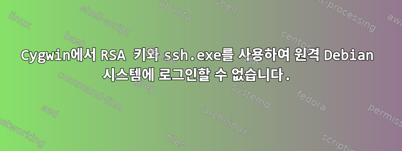 Cygwin에서 RSA 키와 ssh.exe를 사용하여 원격 Debian 시스템에 로그인할 수 없습니다.