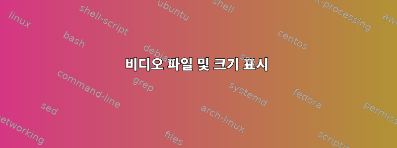 비디오 파일 및 크기 표시