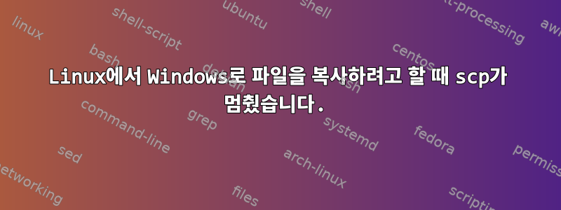 Linux에서 Windows로 파일을 복사하려고 할 때 scp가 멈췄습니다.