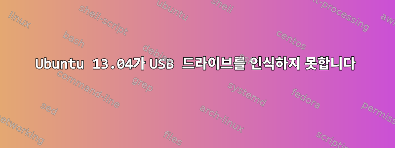 Ubuntu 13.04가 USB 드라이브를 인식하지 못합니다