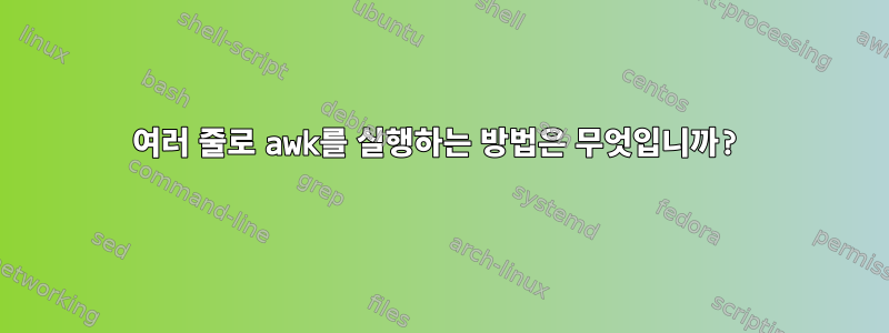 여러 줄로 awk를 실행하는 방법은 무엇입니까?