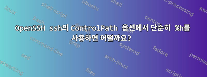 OpenSSH ssh의 ControlPath 옵션에서 단순히 %h를 사용하면 어떨까요?