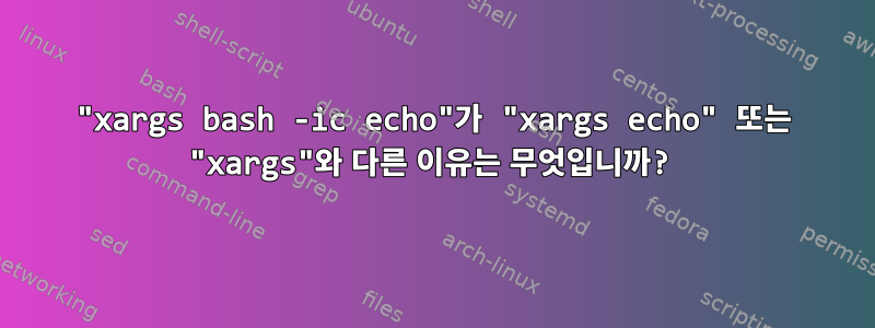 "xargs bash -ic echo"가 "xargs echo" 또는 "xargs"와 다른 이유는 무엇입니까?