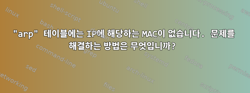 "arp" 테이블에는 IP에 해당하는 MAC이 없습니다. 문제를 해결하는 방법은 무엇입니까?