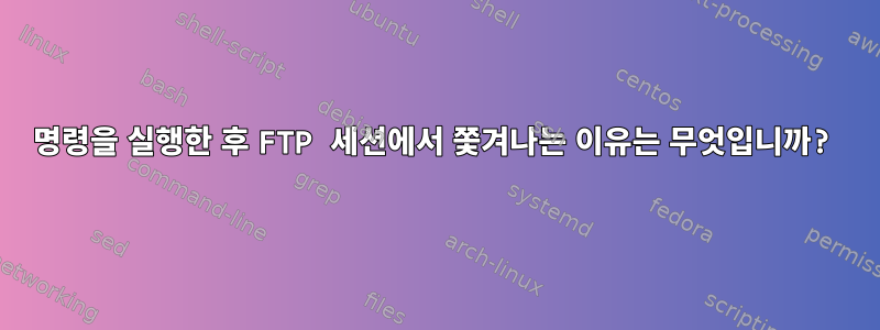 명령을 실행한 후 FTP 세션에서 쫓겨나는 이유는 무엇입니까?