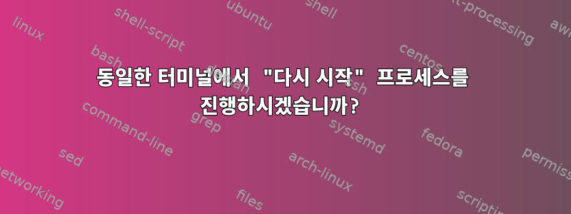 동일한 터미널에서 "다시 시작" 프로세스를 진행하시겠습니까?