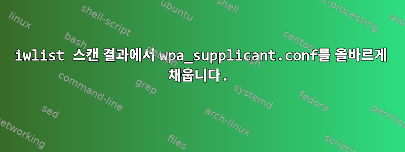 iwlist 스캔 결과에서 wpa_supplicant.conf를 올바르게 채웁니다.