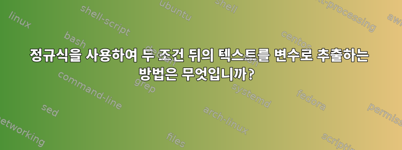 정규식을 사용하여 두 조건 뒤의 텍스트를 변수로 추출하는 방법은 무엇입니까?