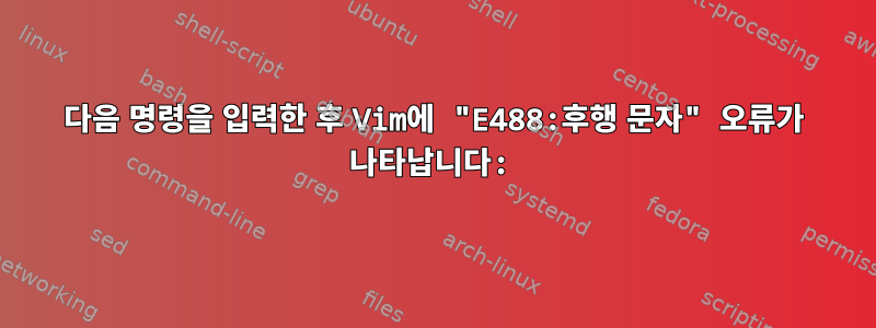 다음 명령을 입력한 후 Vim에 "E488:후행 문자" 오류가 나타납니다: