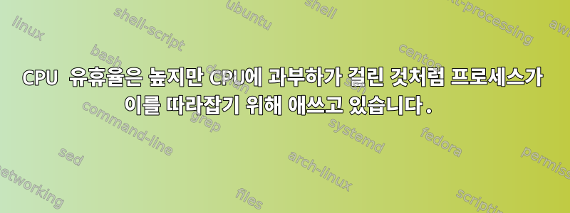 CPU 유휴율은 높지만 CPU에 과부하가 걸린 것처럼 프로세스가 이를 따라잡기 위해 애쓰고 있습니다.